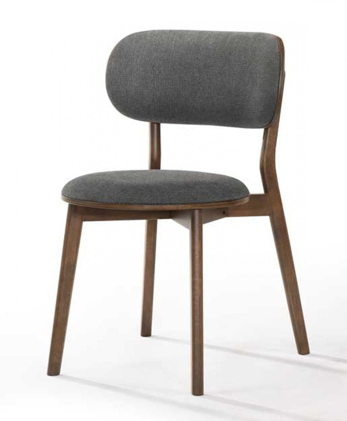 HomeRoots Dark Grey Fabric, Solid Wood, Veneer Set of Two Dark Gray Walnut Modern Dining Chairs