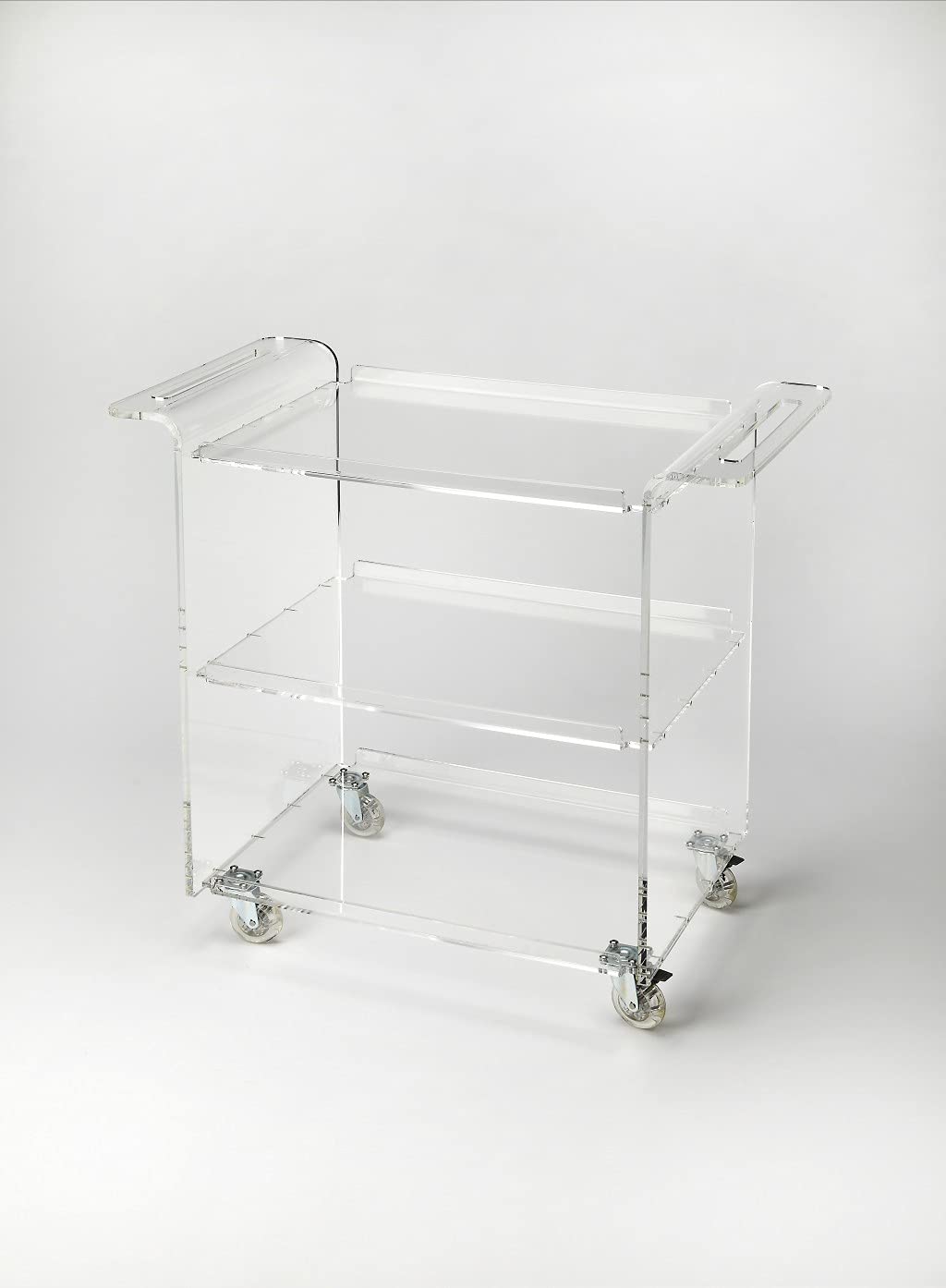 HomeRoots Clear Acrylic Rolling Server Bar Cart