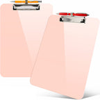 Sooez 2 Pack Plastic Clip Boards 8.5X11, Clipboard With Pen Holder And Low Profile Clip, Nursing Clipboard, Letter Size / A4 Cut