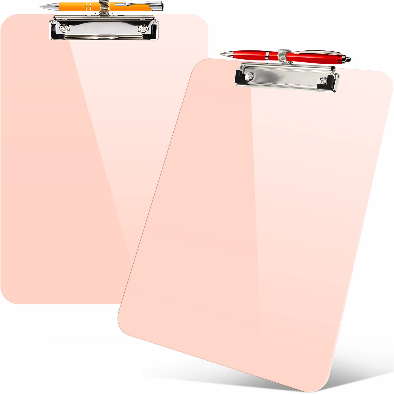 Sooez 2 Pack Plastic Clip Boards 8.5X11, Clipboard With Pen Holder And Low Profile Clip, Nursing Clipboard, Letter Size / A4 Cut