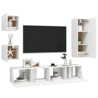 vidaXL TV Cabinet Set 5 Piece Home Living Room Bedroom Furniture HiFi Stereo Cabinet TV Stand Media Unit Entertainment Center Engineered Wood White