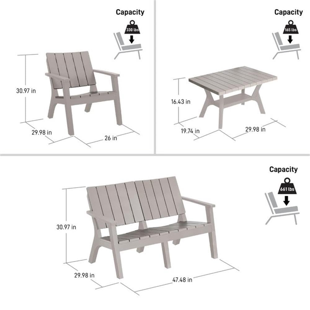 DUKAP Enzo 4 Piece Patio Seating Set with Storage Space, Outdoor Conversation Seats with Weather and Water Resistant Balcony Furniture, Spacious Porch Furnitures for Ultimate Comfort | Grey