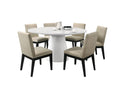LILOLA LIVING Jasper White 7 Piece 59" W Round Dining Table Set with Black Finish Chairs