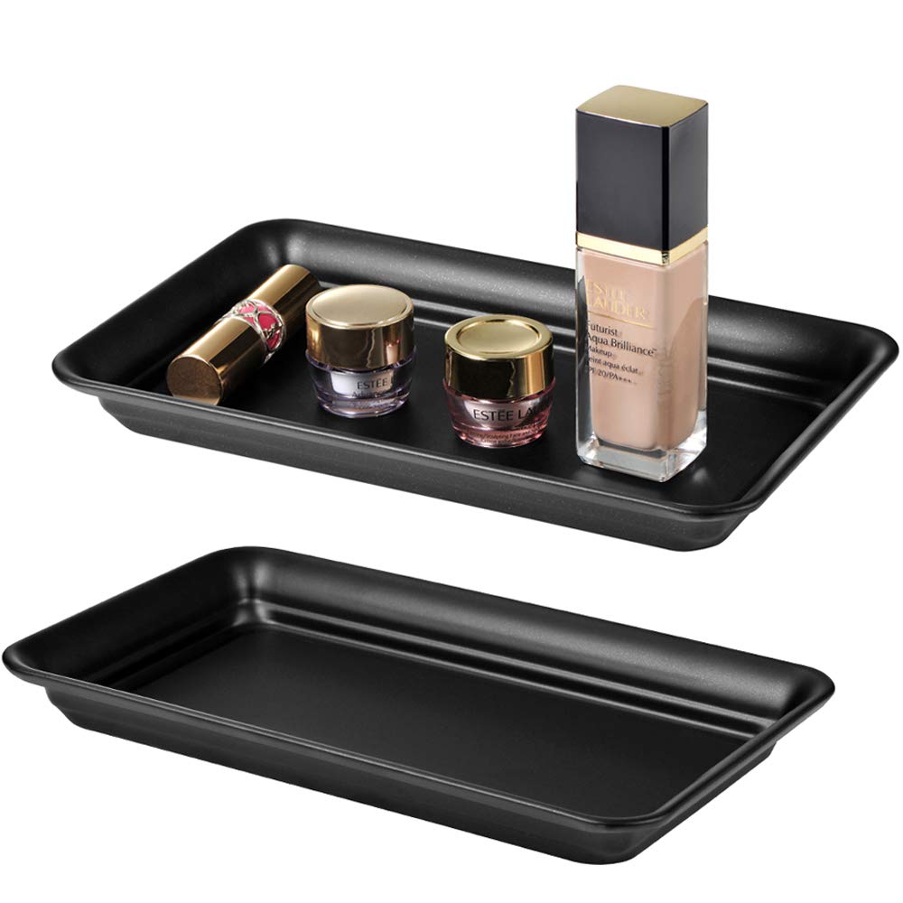 Vintage Farmhouse Decor Metal Vanity Tray(2 Pack),Countertop Guest Hand Towel Storage Organizer Tray Dispenser, Sturdy Holder fo