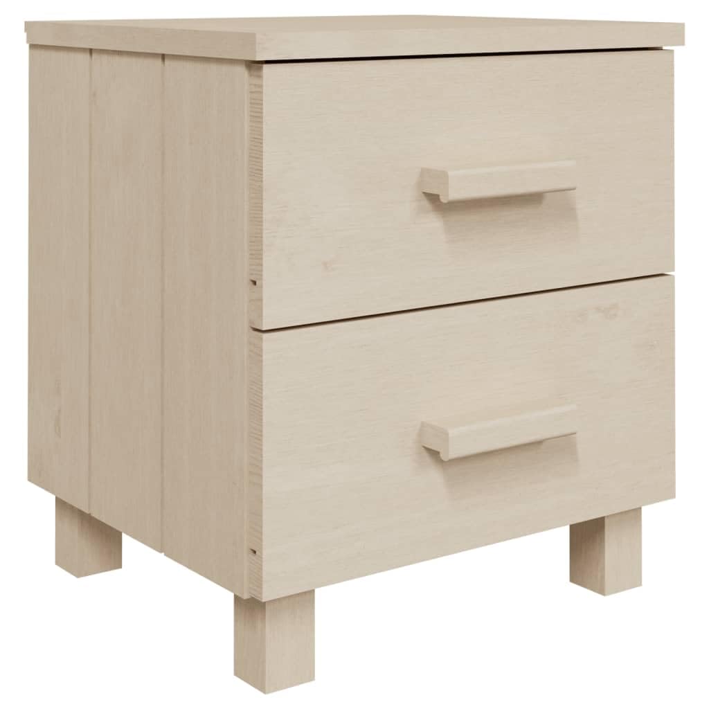 vidaXL Honey Brown Solid Pinewood Bedside Cabinets HAMAR (Set of 2) with Two Smooth-Sliding Drawers - Sturdy and Compact Wooden Nightstands Perfect for Small Spaces.
