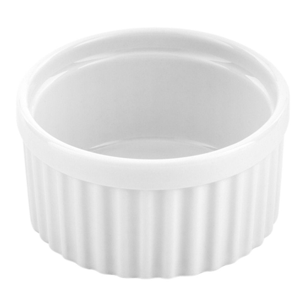 Restaurantware 5 Ounce Ramekin Bowls 10 Round Baking Ramekins - Microwave-Safe Oven-Safe White Porcelain Souffle Bowls Chip-Resi