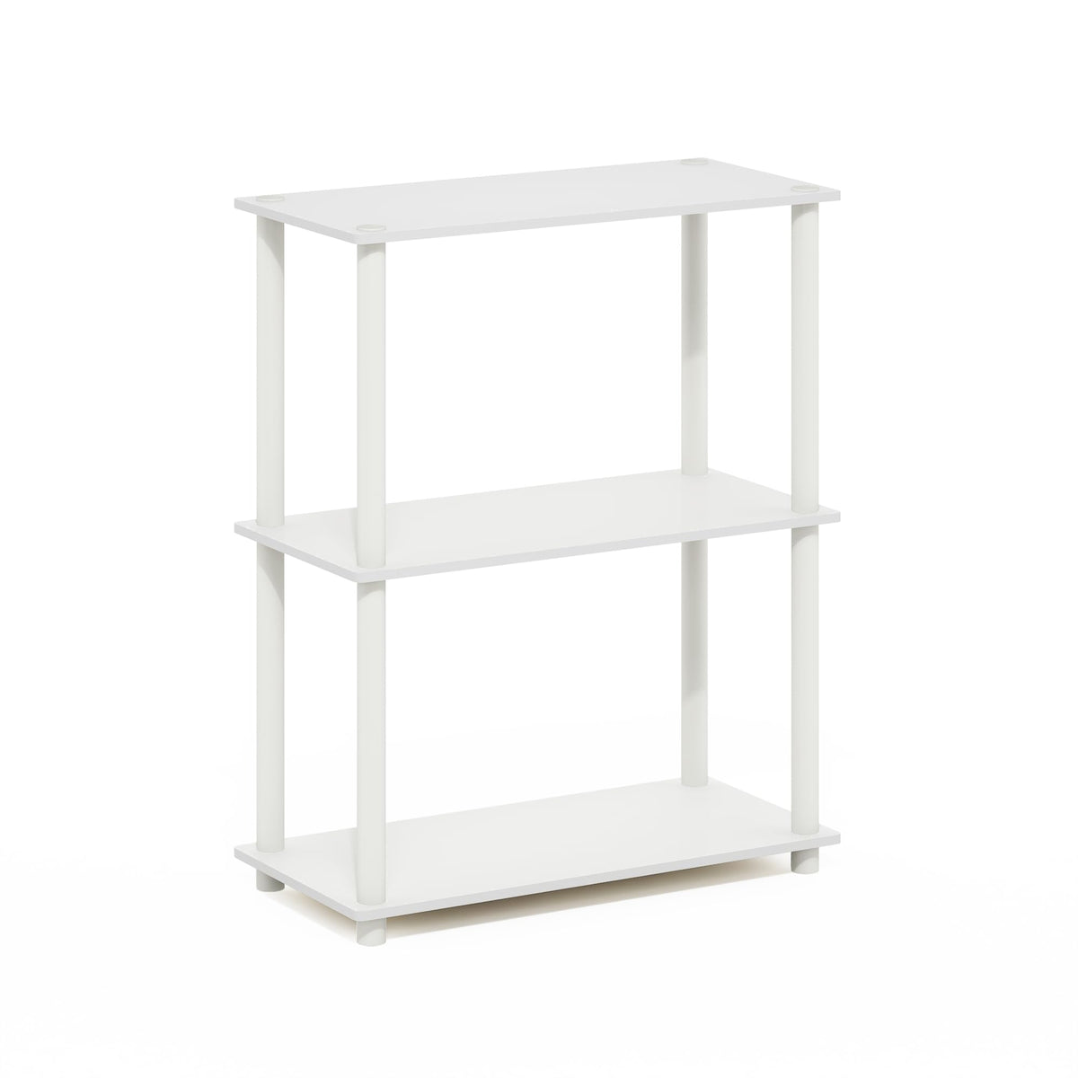 Furinno Turn-N-Tube 3-Tier Compact Multipurpose Shelf Display Rack, White/White