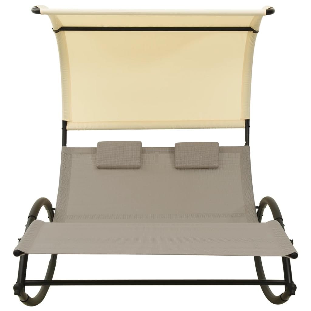 vidaXL Double Sun Lounger with Canopy - Thumbnail 4