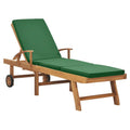 vidaXL Outdoor Sun Lounger with Adjustable Backrest & Footrest, Cushioned Seat - Solid Teak Wood Design, Weather Resistant - Ide