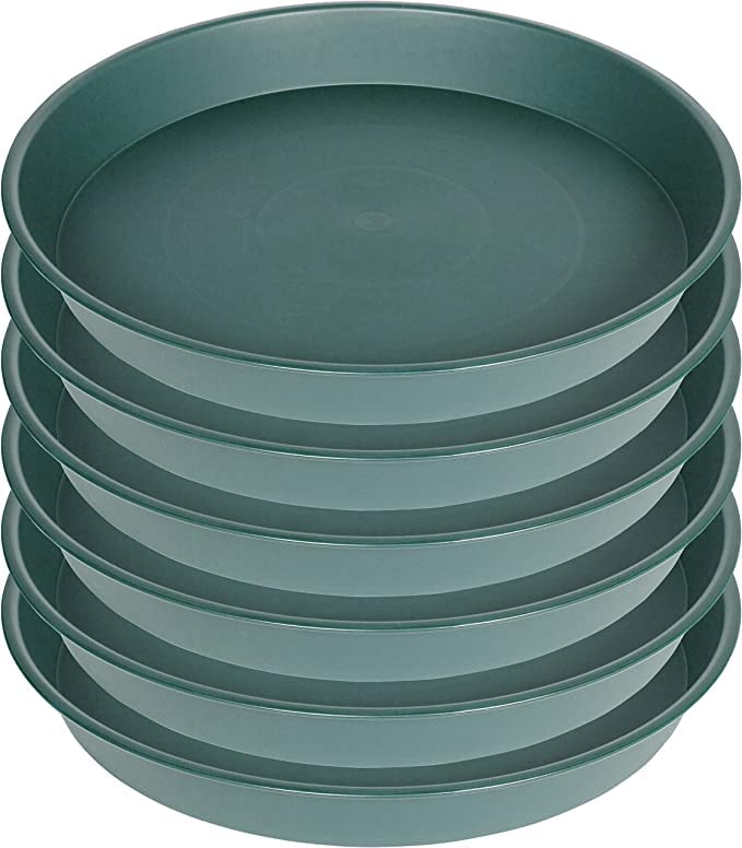 Bleuhome 6 Pack Plant Saucer Tray Green, 4 6 8 10 12 13 15 17 19 Inch Pot Saucers, Heavy Duty Plastic Plant Saucers For Indoors,