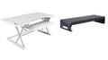 Rocelco 46" Large Height Adjustable Standing Desk Converter with Double Monitor Mount Stand BUNDLE - Quick Sit Stand Up Computer Workstation Riser - Retractable Keyboard Tray - White (R DADRW-46-DMS)