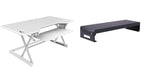 Rocelco 46" Large Height Adjustable Standing Desk Converter with Double Monitor Mount Stand BUNDLE - Quick Sit Stand Up Computer Workstation Riser - Retractable Keyboard Tray - White (R DADRW-46-DMS)