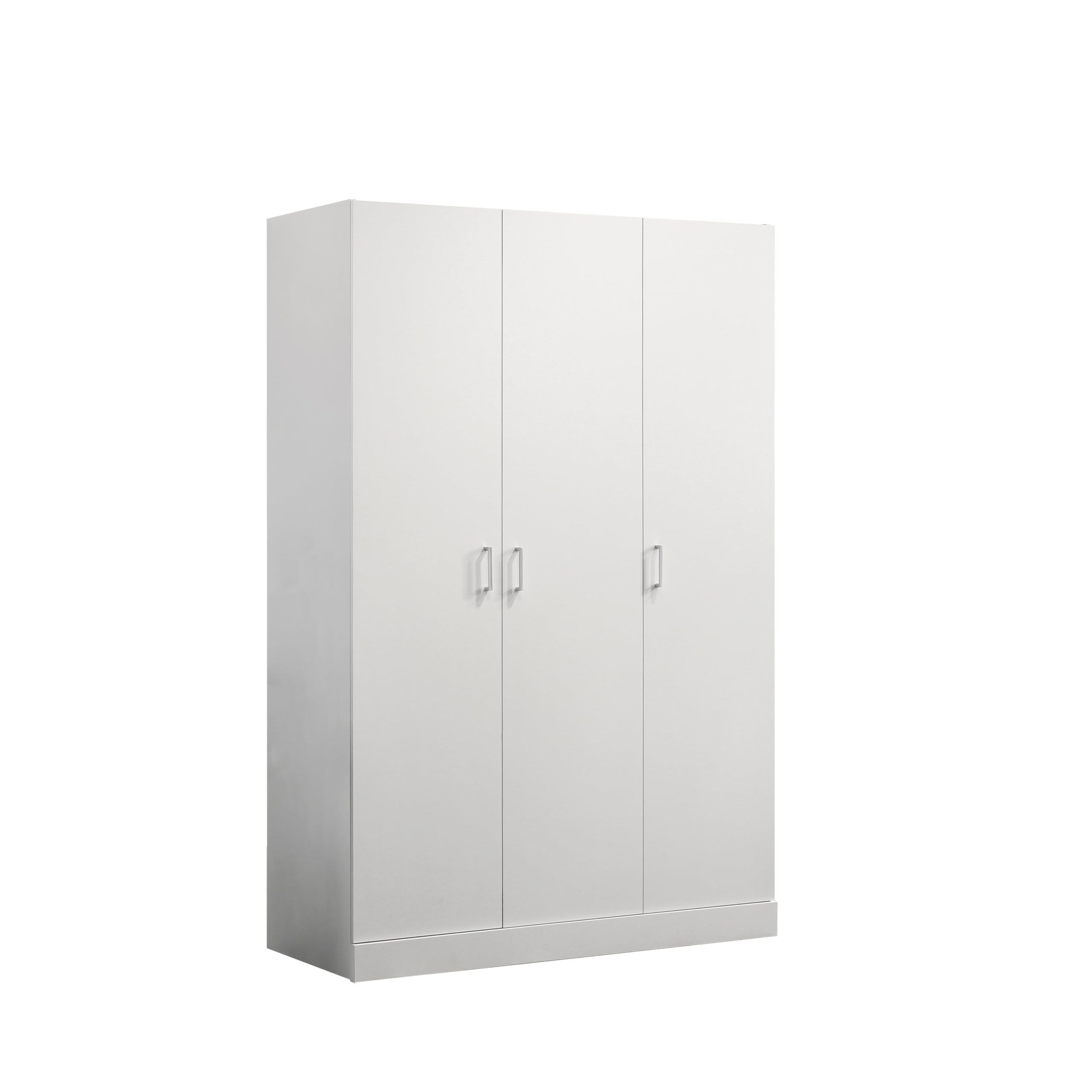 LILOLA LIVING Declan White 3-Door Wardrobe Cabinet Armoire with Storage Shelves and Hanging Rod