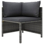 vidaXL Patio Lounge Set 9 Piece, Sectional Sofa for Outdoor, Patio Furniture with Cushions, Corner Sofa, Farmhouse Modern Style, Poly Rattan Gray