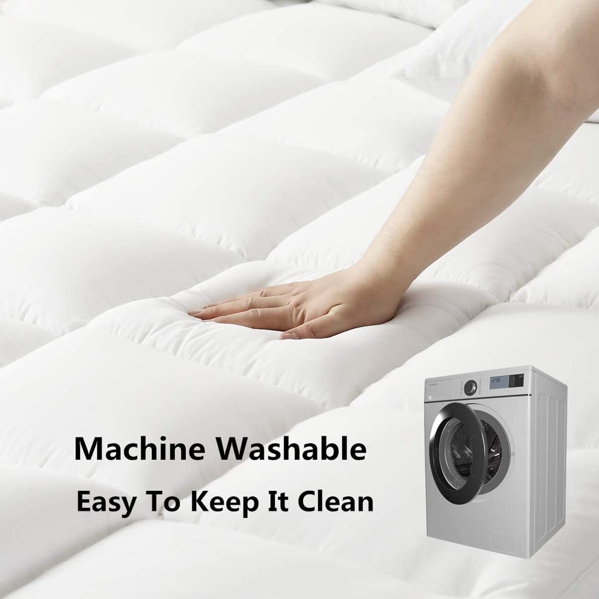 Drovan Mattress Topper Full Xl Size - Extra Thick Mattress Pad Cover - Pillow Top Deep Pocket With Breathable 7D Spiral Fiber Fi