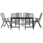 vidaXL Garden Dining Set 7 Piece, Table and Chairs for Patio Terrace, Outdoor Dining Set for 6, Armchair, Industrial Style, Anthracite Metal Mesh