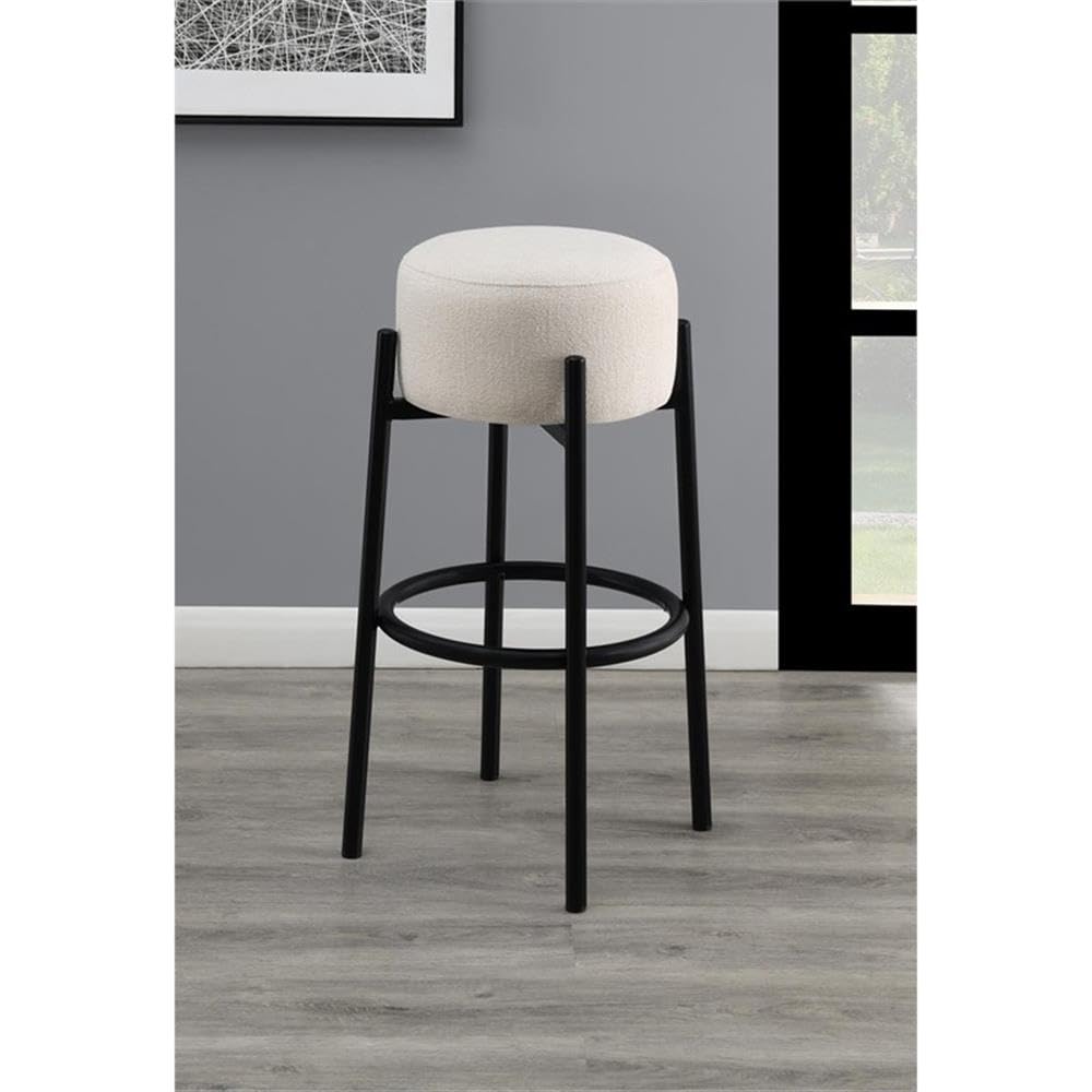 Coaster Leonard Microfiber Upholstered Round Stools White and Black