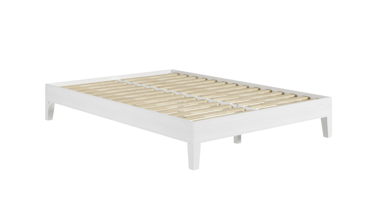 Steve Silver Co Nix Full Platform Bed, Farmhouse, Contemporary, Pine Wood, 6.5-Inch Under Bed Clearance, 28-Slat Dual-Zone System, Bedroom, No Box Spring Needed, 77&quot; L x 55.5&quot; W x 12.24&quot; H, White