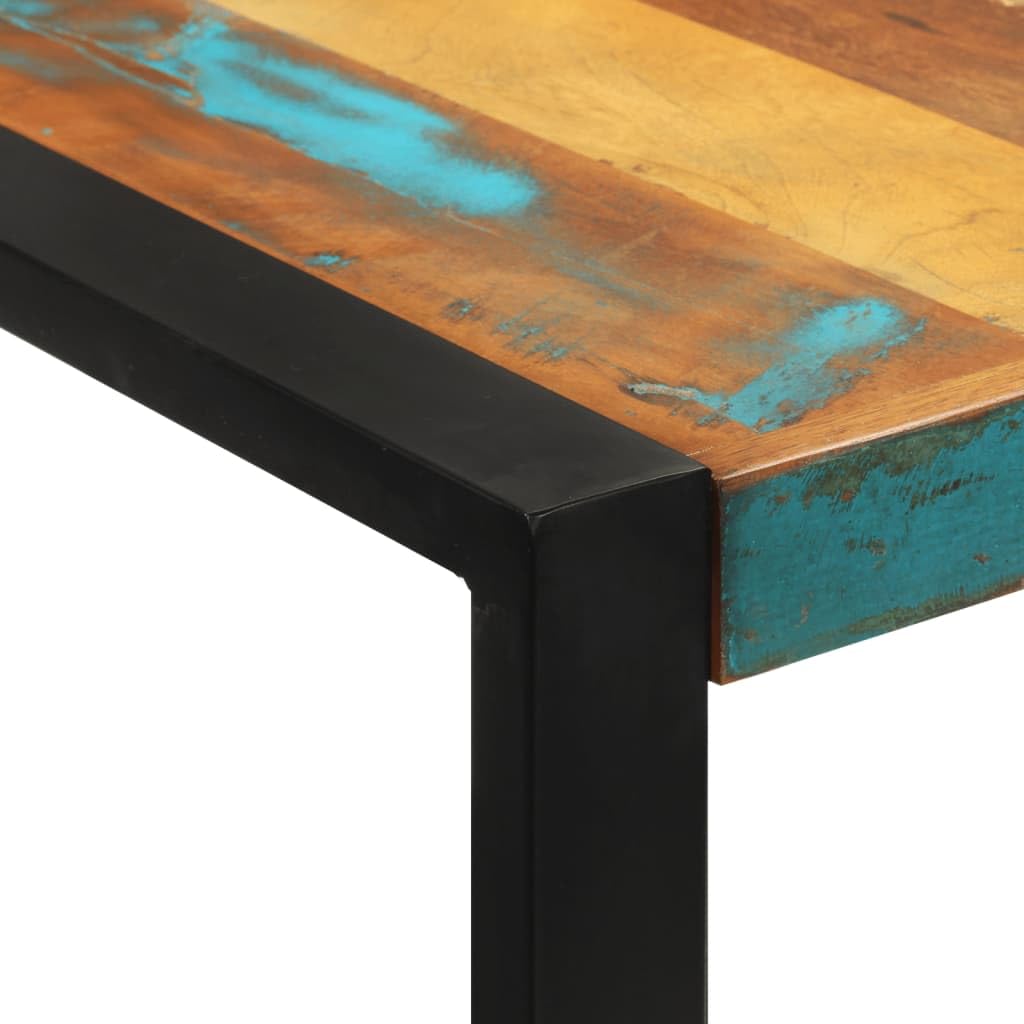 vidaXL Solid Wood Reclaimed Bar Table - Industrial Style Black Iron Frame Bistro Table for Dining Room, Kitchen, Pub
