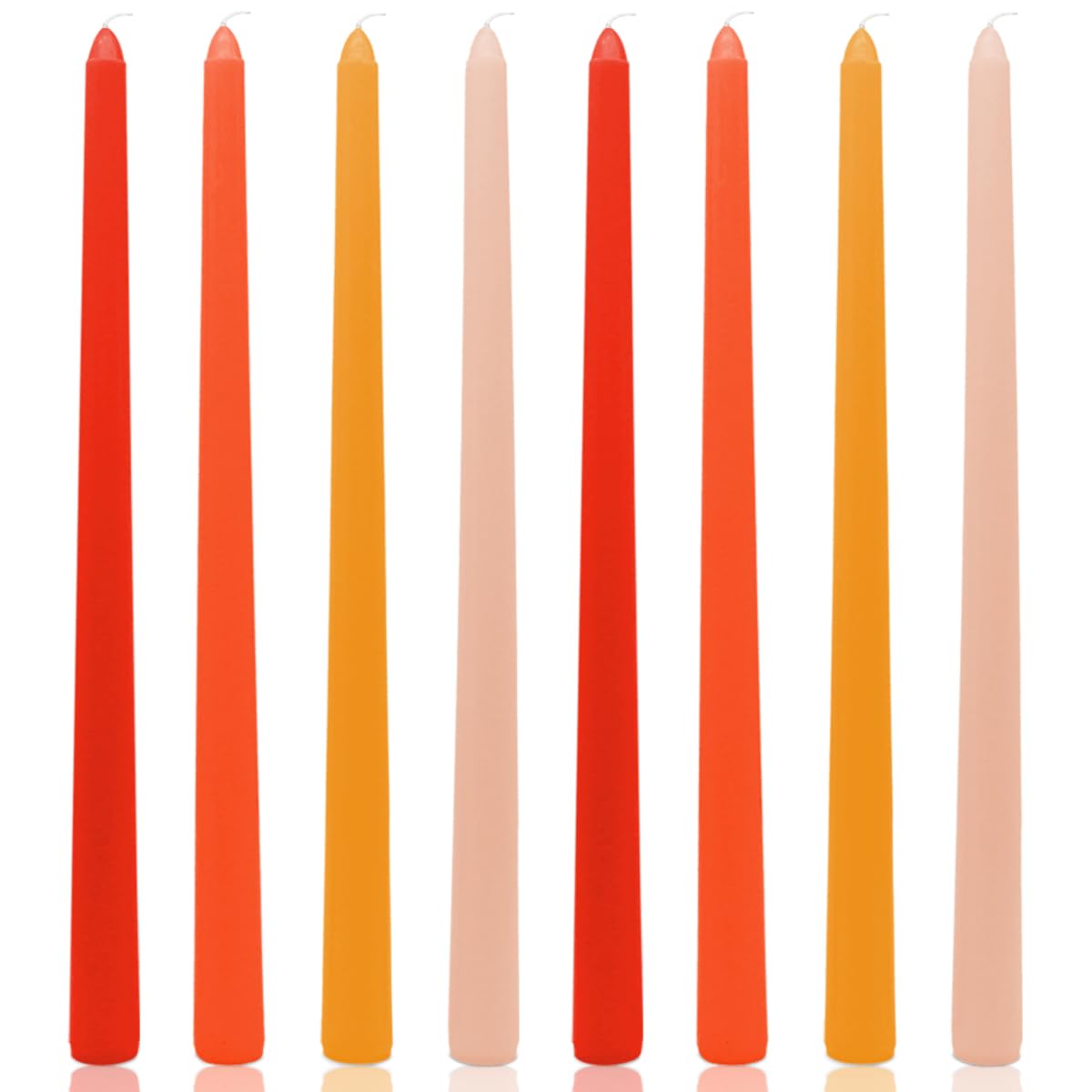 12 Inch Long Taper Candles for Home Decoration, 8 Pack Color-Gradient Candlesticks for Dinner Party Holiday Fall Halloween and H