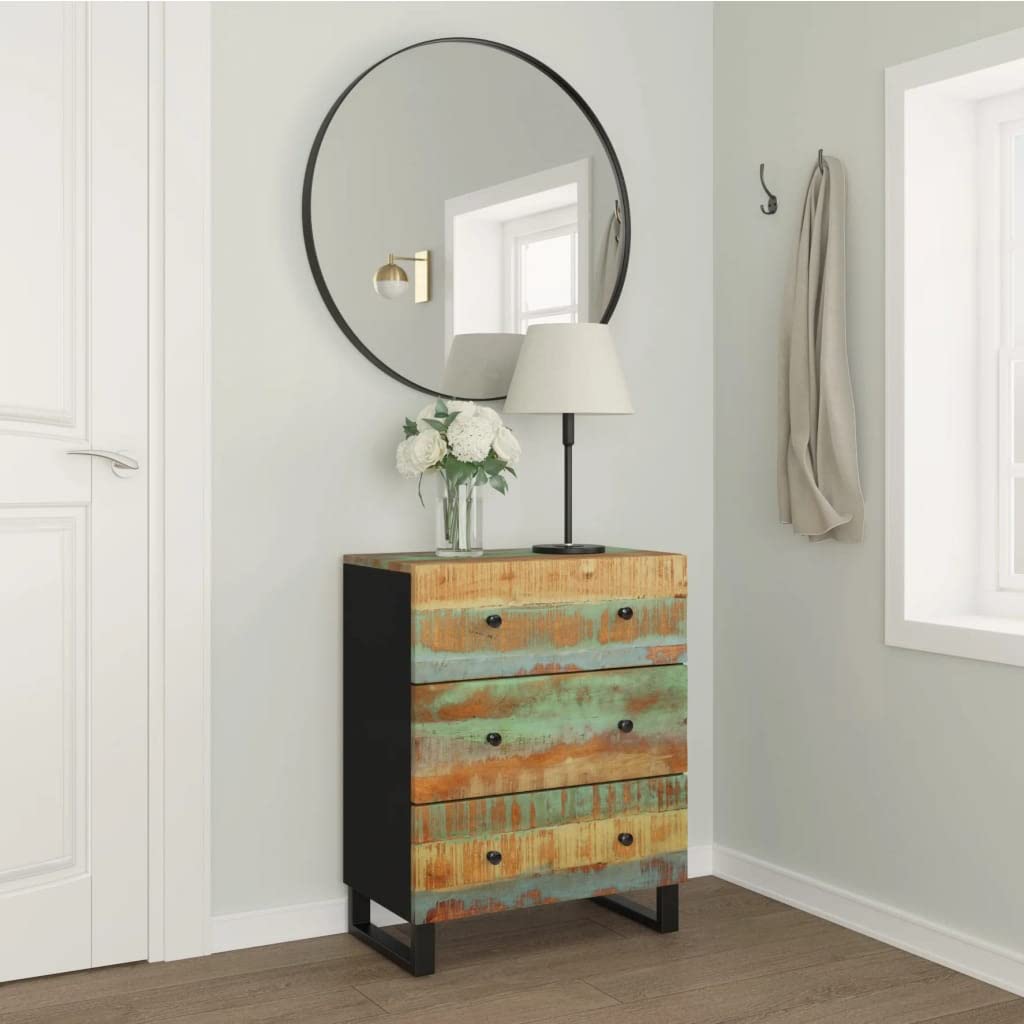 vidaXL Solid Wood Industrial Sideboard - Eco-Friendly Reclaimed Wood Construction, Compact Design for Efficient Storage, Perfect for Homes with Industrial Decor