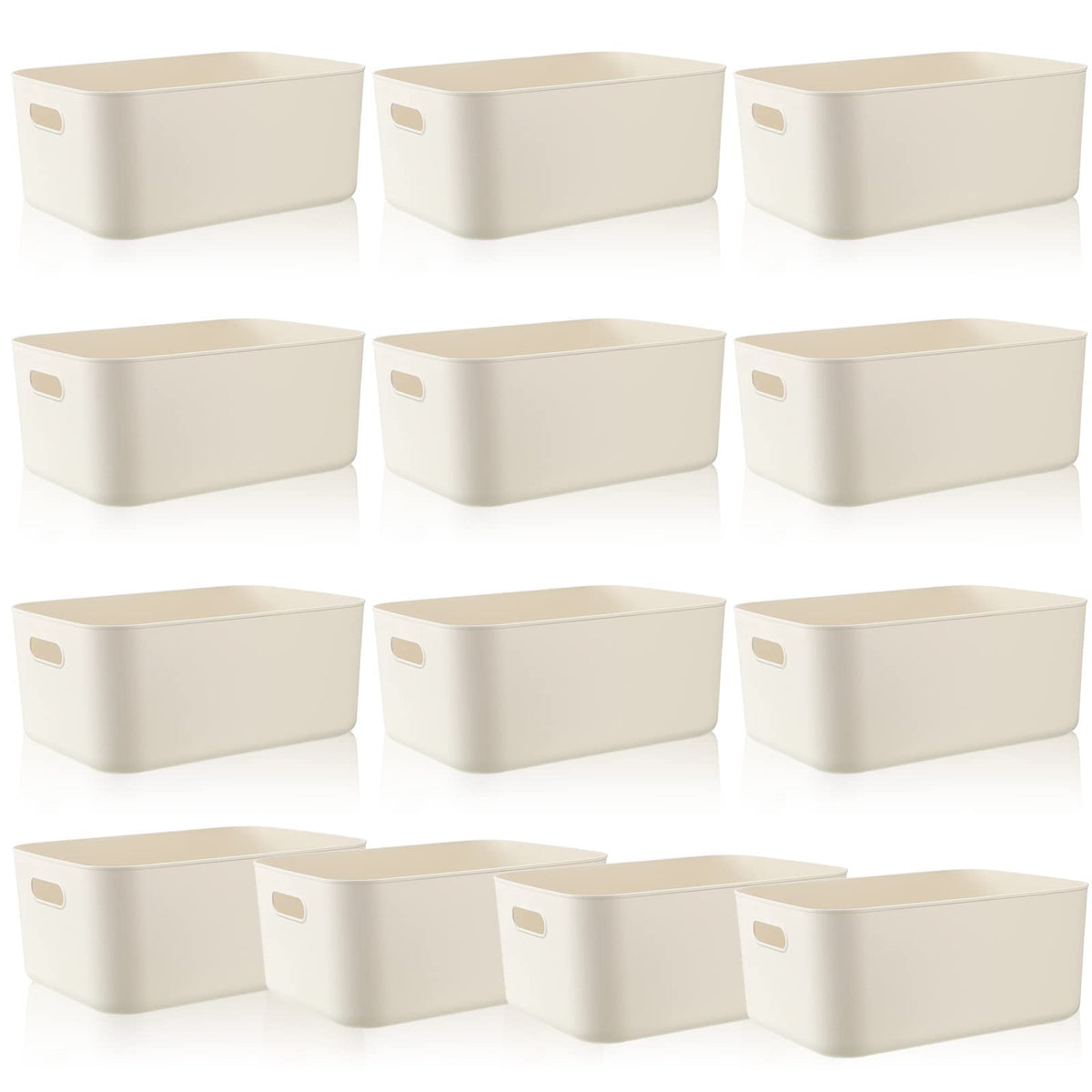 Zopeal Plastic Storage Bins 10 Pcs White Pantry Organizer Bins Small Baskets Storage Containers For Home Kitchen (14 X 10.5 X 6.