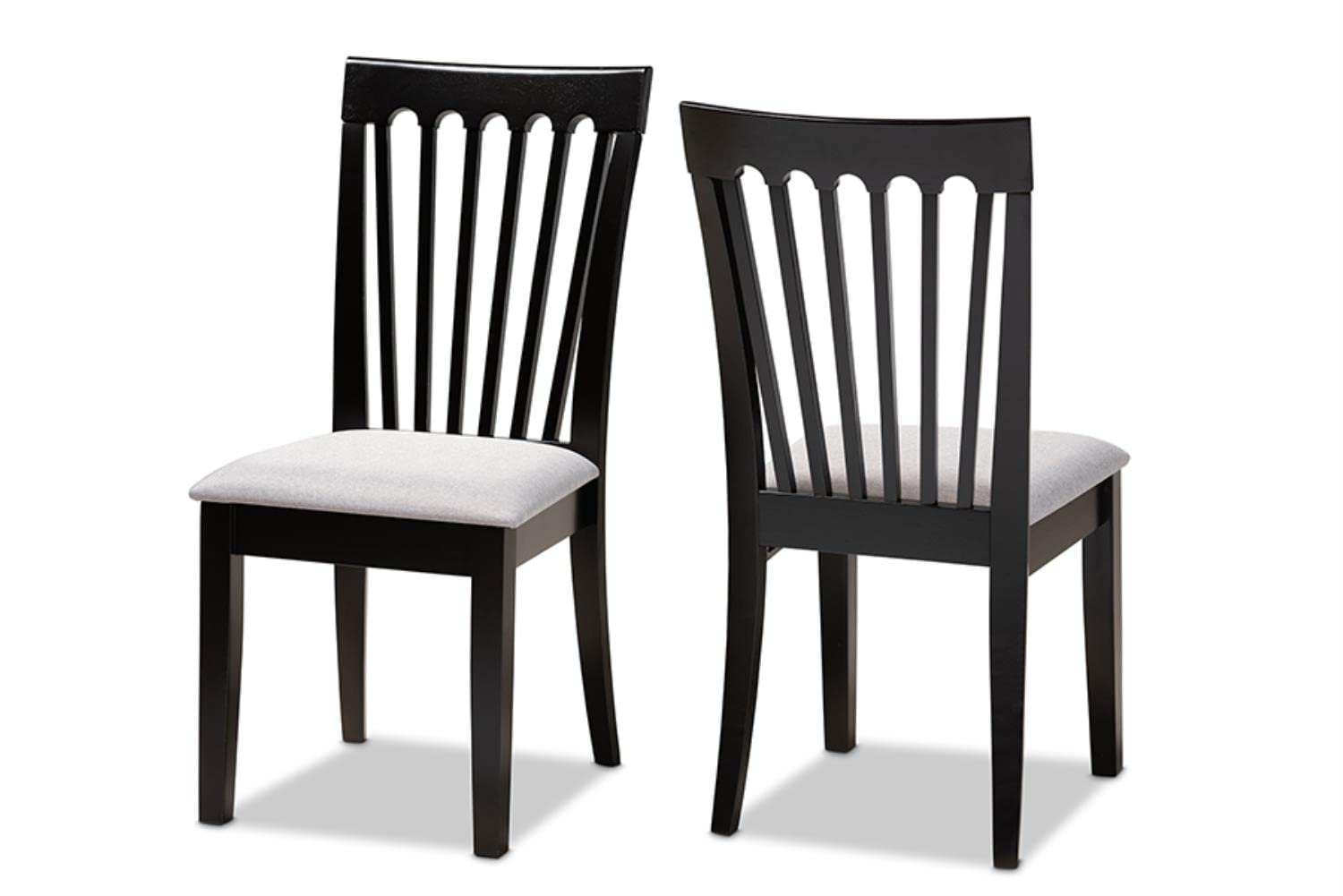 Baxton Studio Minette Modern and Contemporary Gray Fabric Upholstered and Espresso Brown Finished Wood 2-Piece Dining Chair Set