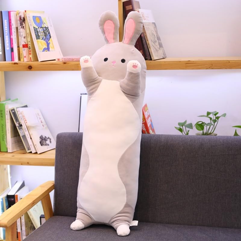 MIAOHAHA Long Plush Bunny Rabbit Toy Doll Stuffed Animal Rabbit Plush Pillow Hugging Pillow Gift for Kids and Girls (Gray Rabbit