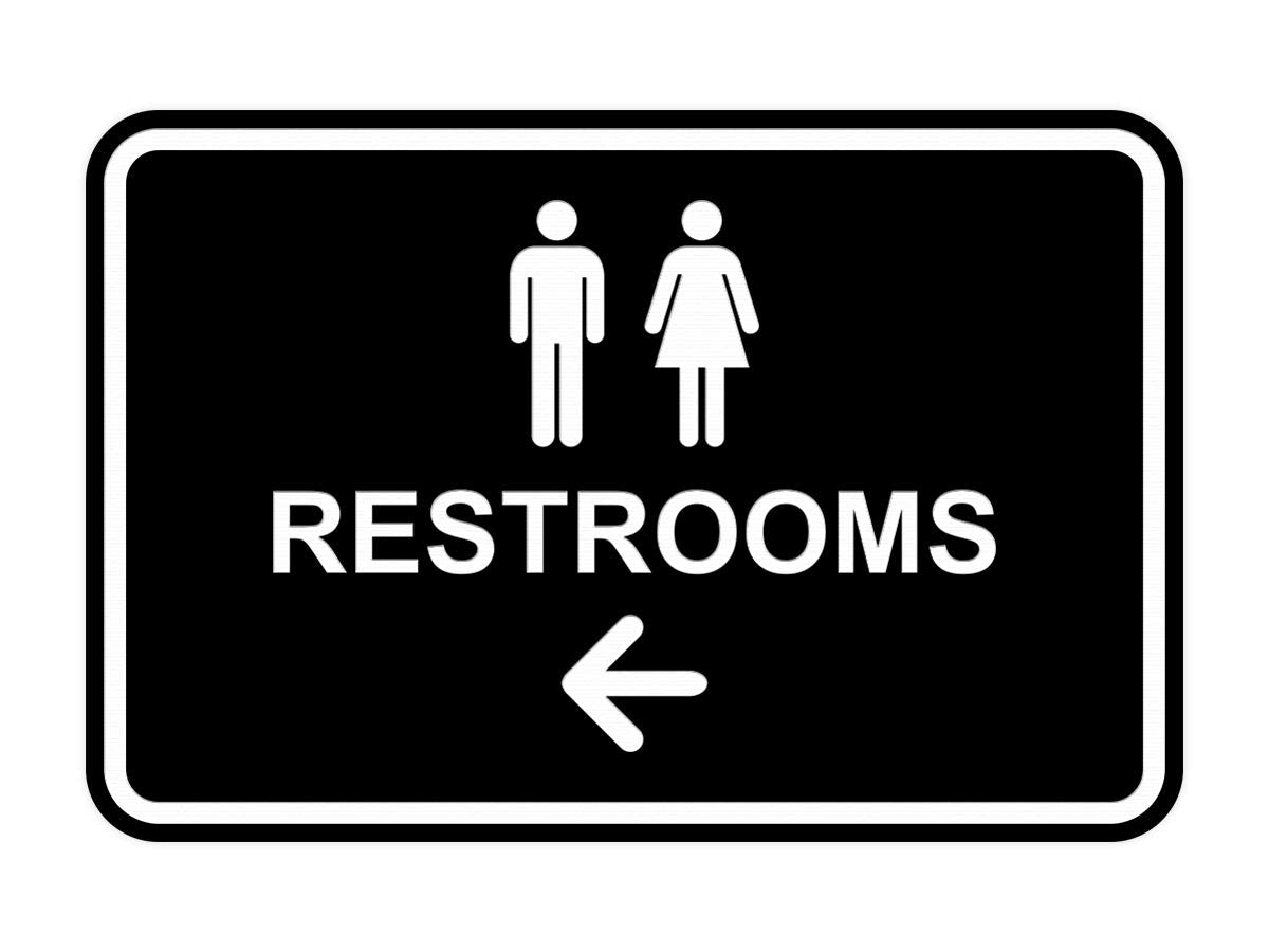 Signs Bylita Classic Framed Restrooms Left Arrow Sign (Black) - Small