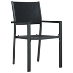 vidaXL Set of 4 Patio Chairs - Black Plastic Rattan-Look Design, Weather-Resistant Outdoor Dining Seating with Sturdy Steel Frame, Ideal for Garden, Terrace, or Patio