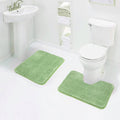 Walensee Shaggy 2 Piece Bath Rug Sets (Sage Green) 20 x 24 U Shape Contour Rug & 20 x 32 Bathroom Rug Machine Wash/Dry Bath Mats