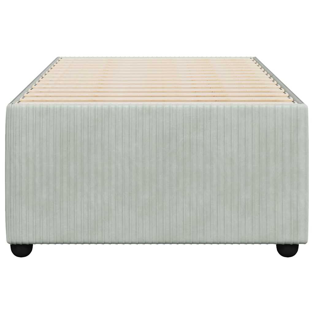 vidaXL Velvet upholstered Twin XL Bed Frame - Light Gray - slats for Support - Modern Style - Assembly Required