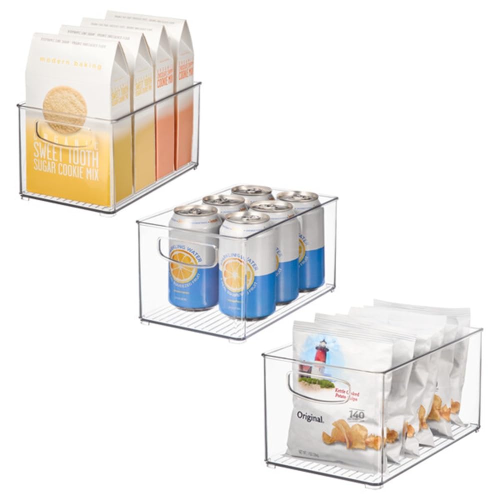 iDesign Clear Plastic Nesting Storage Bins, Set of 3, SpaceSaving Organizers for Kitchen or Pantry