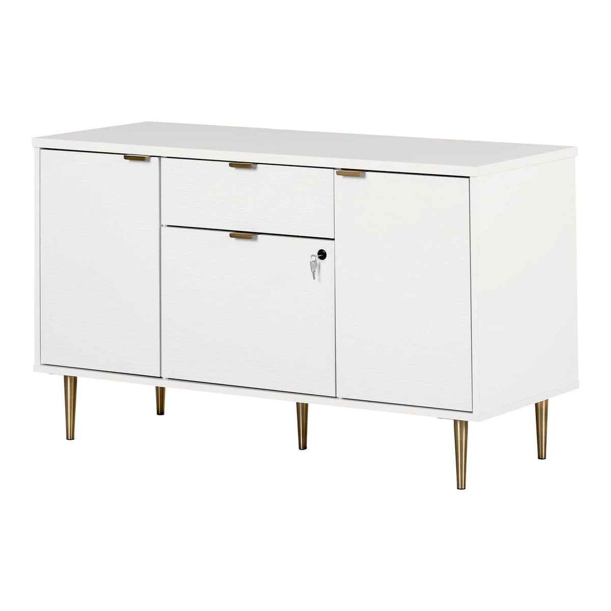 South Shore Koryn 2-Drawer Credenza with Doors, Pure White