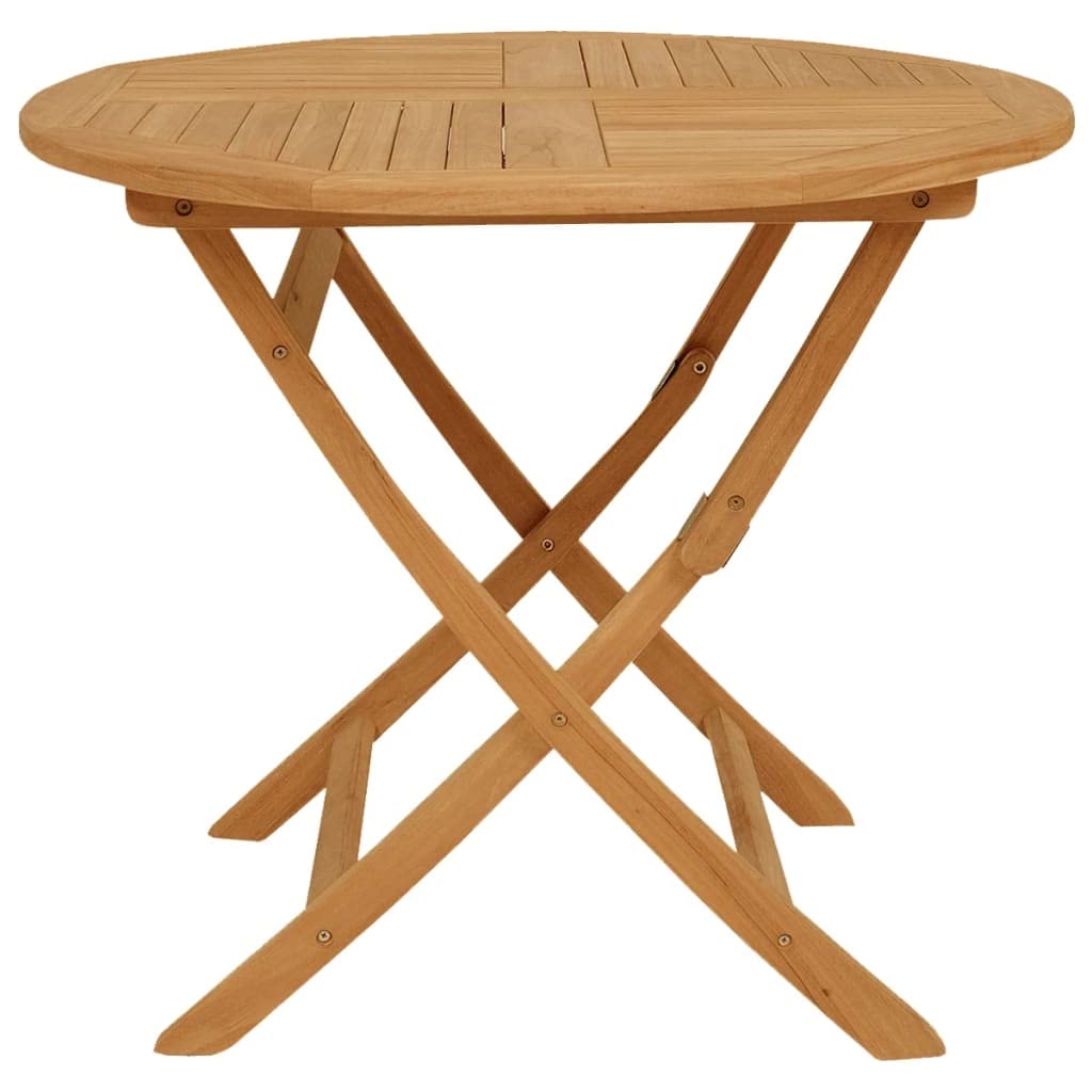 vidaXL Solid Teak Wood Patio Dining Set, 5-Piece, Scandinavian Outdoor Garden Furniture, Durable, Weather-Resistant with Foldable Design for Easy Storage