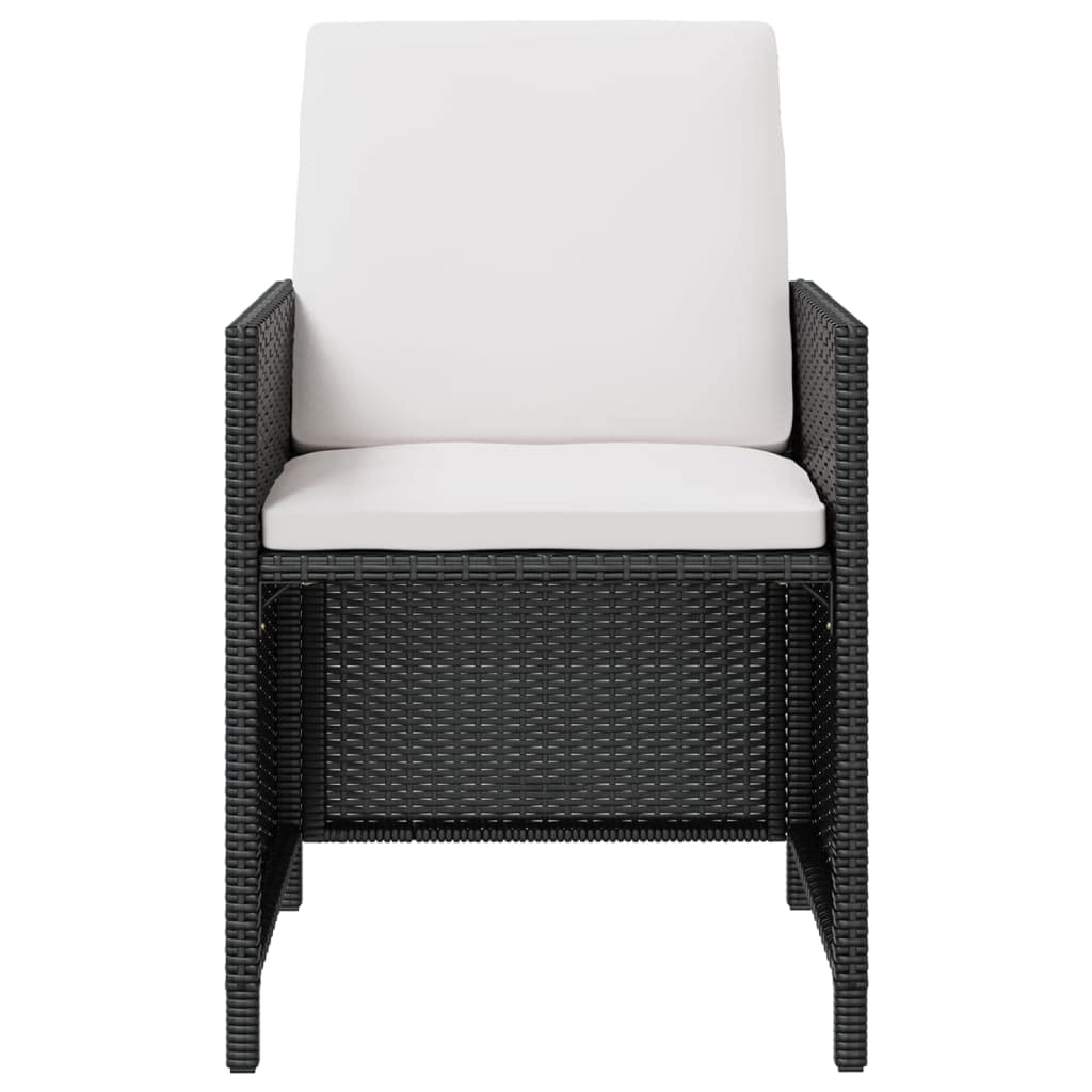 11 Piece Patio Dining Set with Cushions Poly Rattan Black