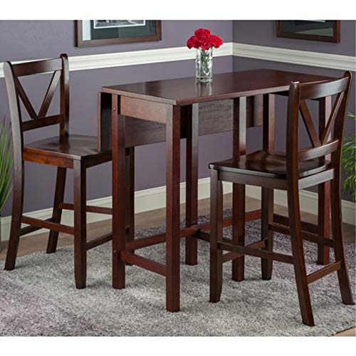 Ergode Space-Saving 3-Pc Lynnwood Drop Leaf Table with 2 V-Back Stools