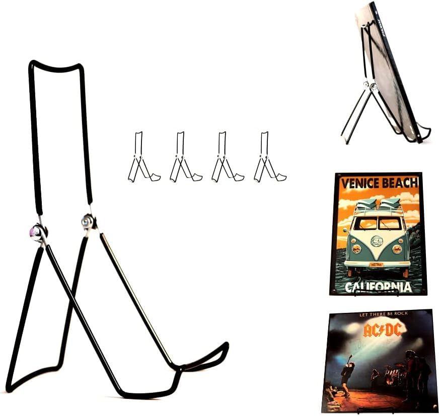 KINGDOM SOLUTIONS MADE IN USA 4-Pack Sturdy & Durable Adjustable Metal Easels to Display Books, Frames, Comics, Plates & More - 