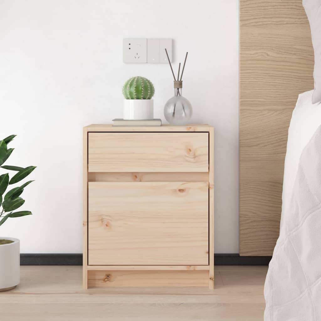 vidaXL Bedside Cabinet 15.7&quot;x12.2&quot;x19.7&quot; Solid Wood Pine