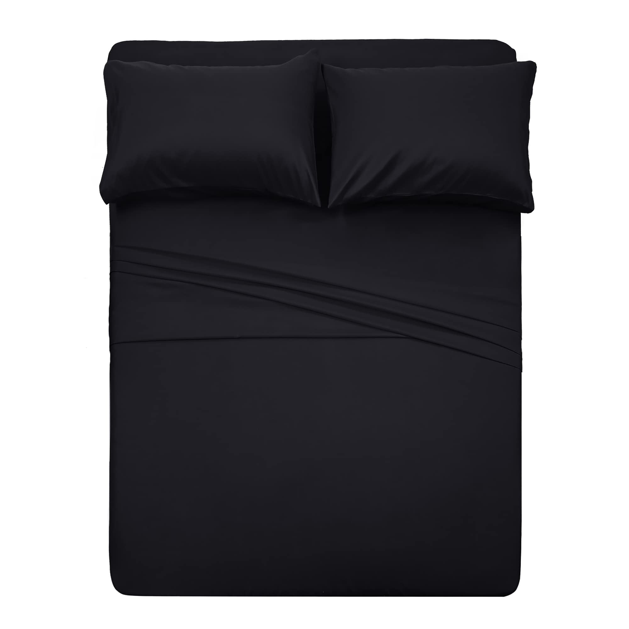 Best Season Cotton Full Size Sheet Set (Black) 4 Piece - 100% Cotton Sheets Set, Soft Cotton Bed Sheets Sets With Deep Pocket Fi