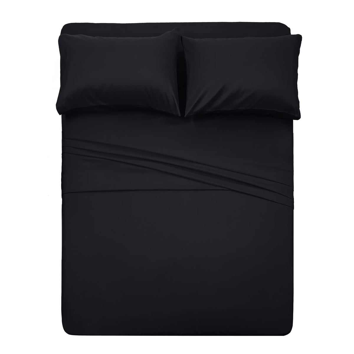 Best Season 400 Thread Count Cotton Queen Size Sheet Set (Black) 4 Piece - 100% Long Staple Cotton Sheets Set, Soft Cotton Bed S