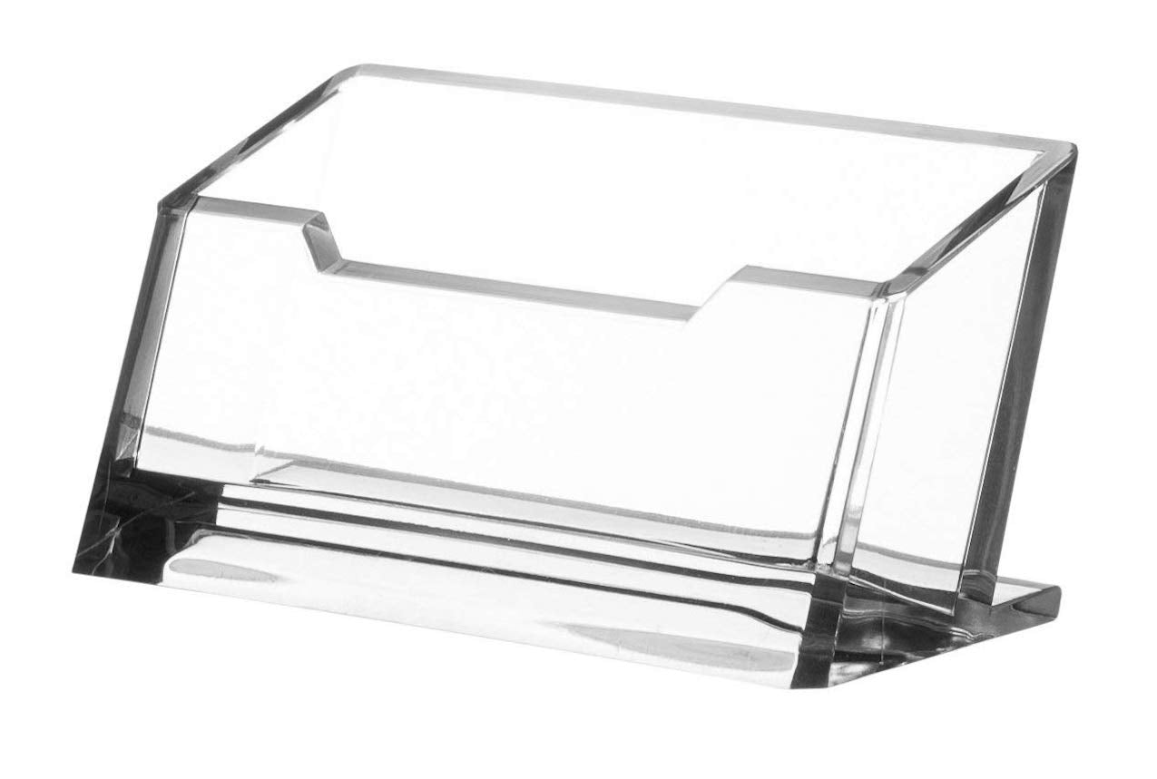 Kantek Acrylic Business Card Holder, Fits 80 Business Cards, 4.1-Inch Wide X 1.9-Inch Deep X 2.1-Inch High, Clear (Ad30), Pack O