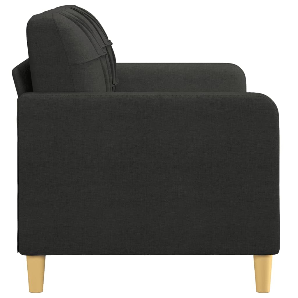 vidaXL Modern 2-Seater Black Fabric Sofa with Metal Frame for Living Room, Lounge Area or Patio, Comfortable Seating Experience with Padded Seats and Back Pillows