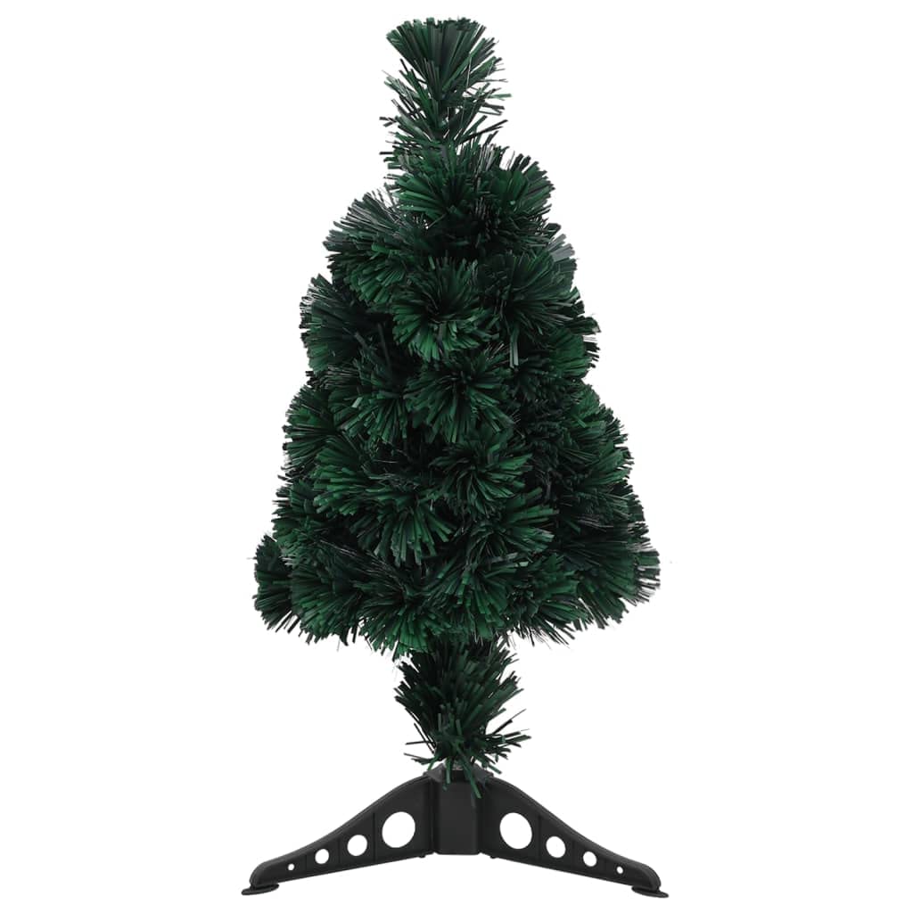 vidaXL Artificial Slim Christmas Tree with Stand - 2ft Multicolor Fiber Optic Lighting - Reusable - Low Power Consumption - USB Connection - Black and Green