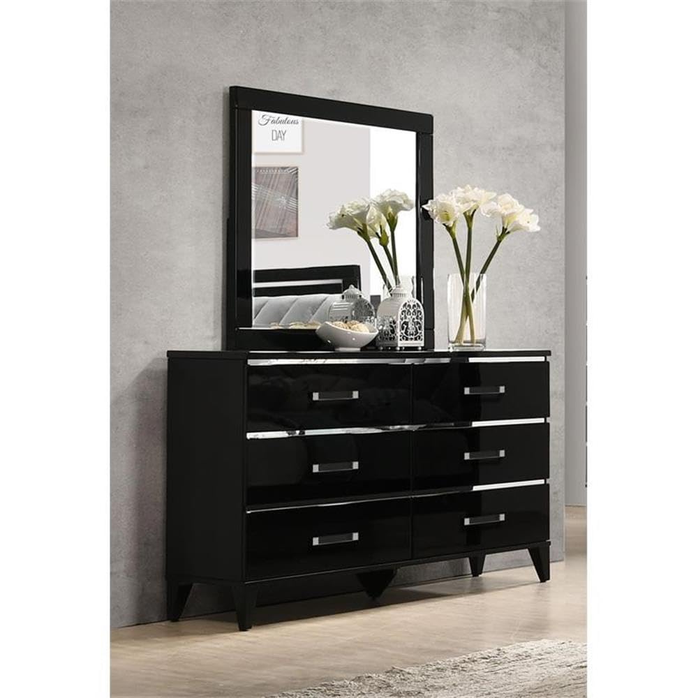 Acme Chelsie Wooden Rectangular Chest with 5 Storage Drawers in Black