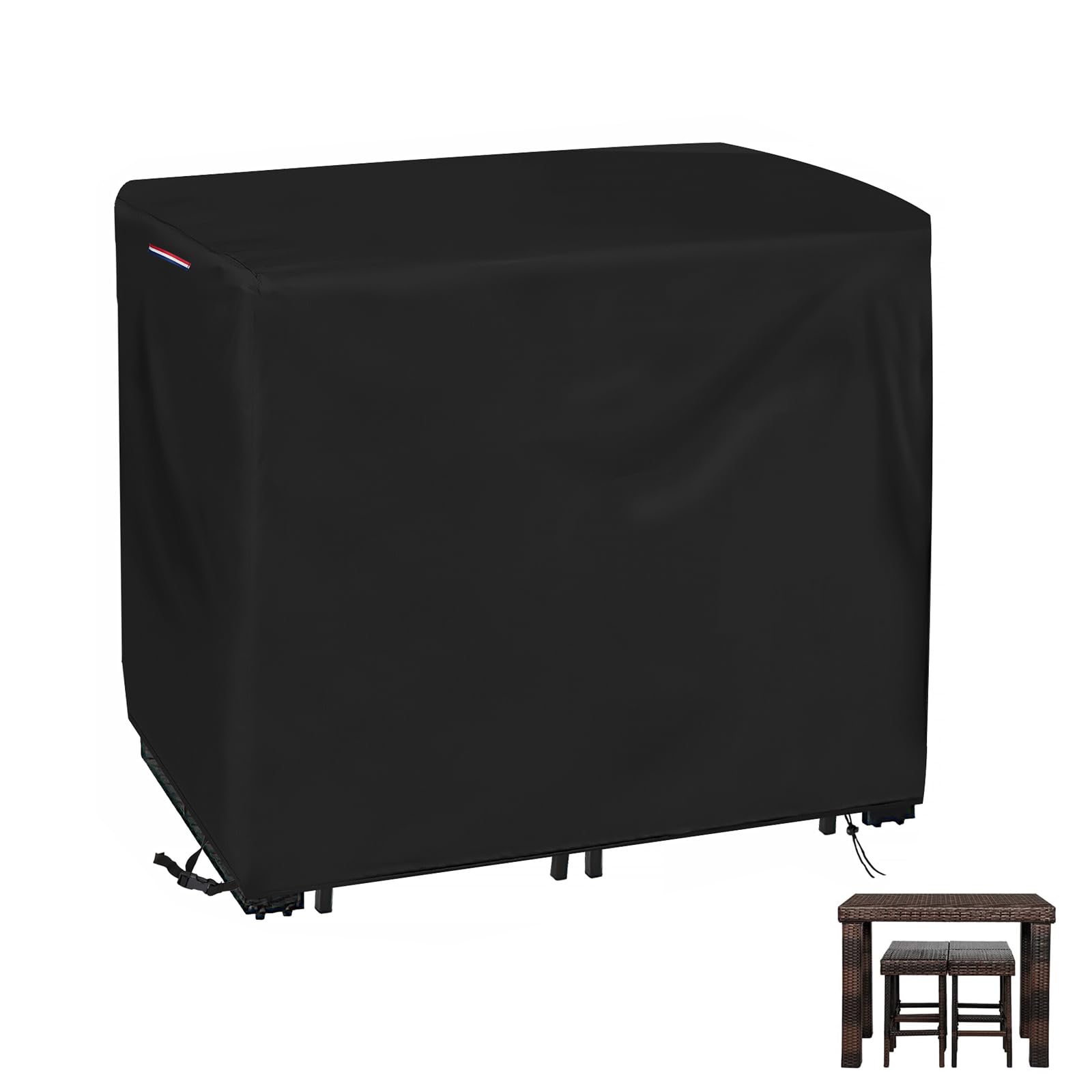 Loenel Outdoor Bar Height Table And Chair Cover, Heavy Duty Waterproof Patio Bar Set Cover For Rectangular 48' Long Bar Height