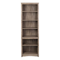 Prepac Sonoma Tall 6-Tier Bookcase 80H with 2 Adjustable Shelves, Drifted Gray Storage Cabinet, Modern Display Cabinet, Bookshel