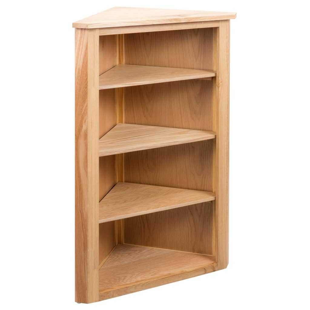 vidaXL Solid Oak Wood Corner Shelf - Thumbnail 2