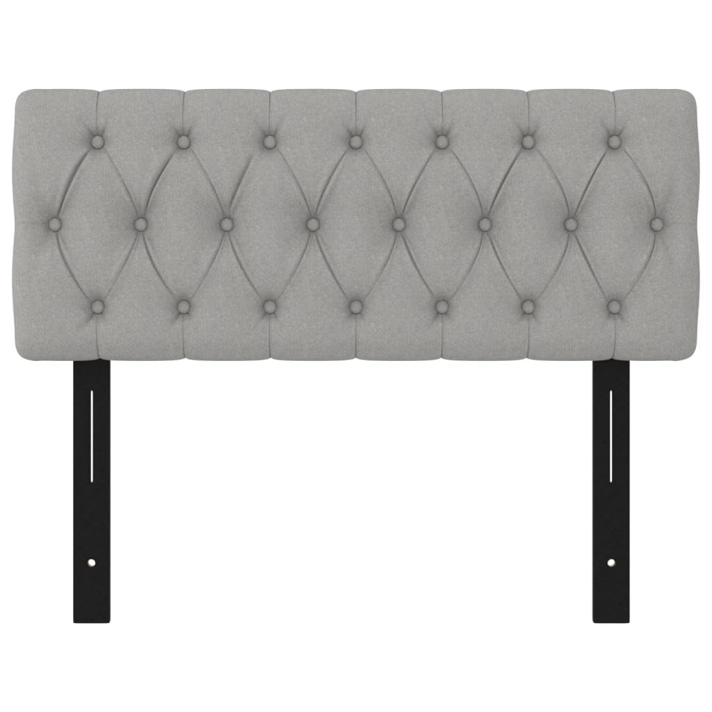 vidaXL Fabric Upholstered Headboard in Light Gray, Classic Design, Engineered & Solid Larch Wood, Foam Filled, 39.4"x2.8"x30.7"/34.6"