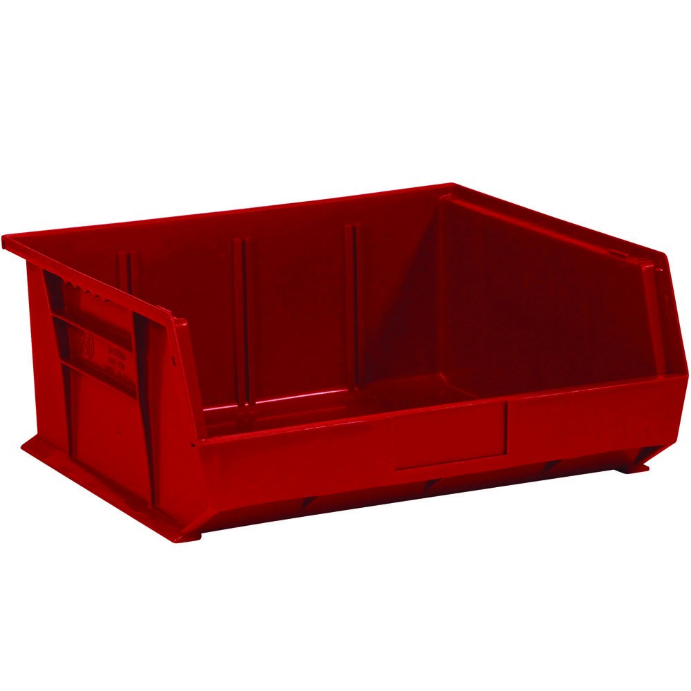 Aviditi Plastic Stack/Hang Storage Bin Containers, 14-3/4 X 16-1/2 X 7 Inches, Red, Pack Of 6, For Organizing Homes, Offices, Ga